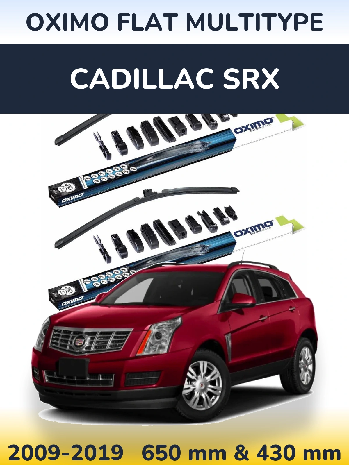 Komplet przednich wycieraczek Oximo Flat MultiType 650 & 430 mm do Cadillac SRX 2009-2019