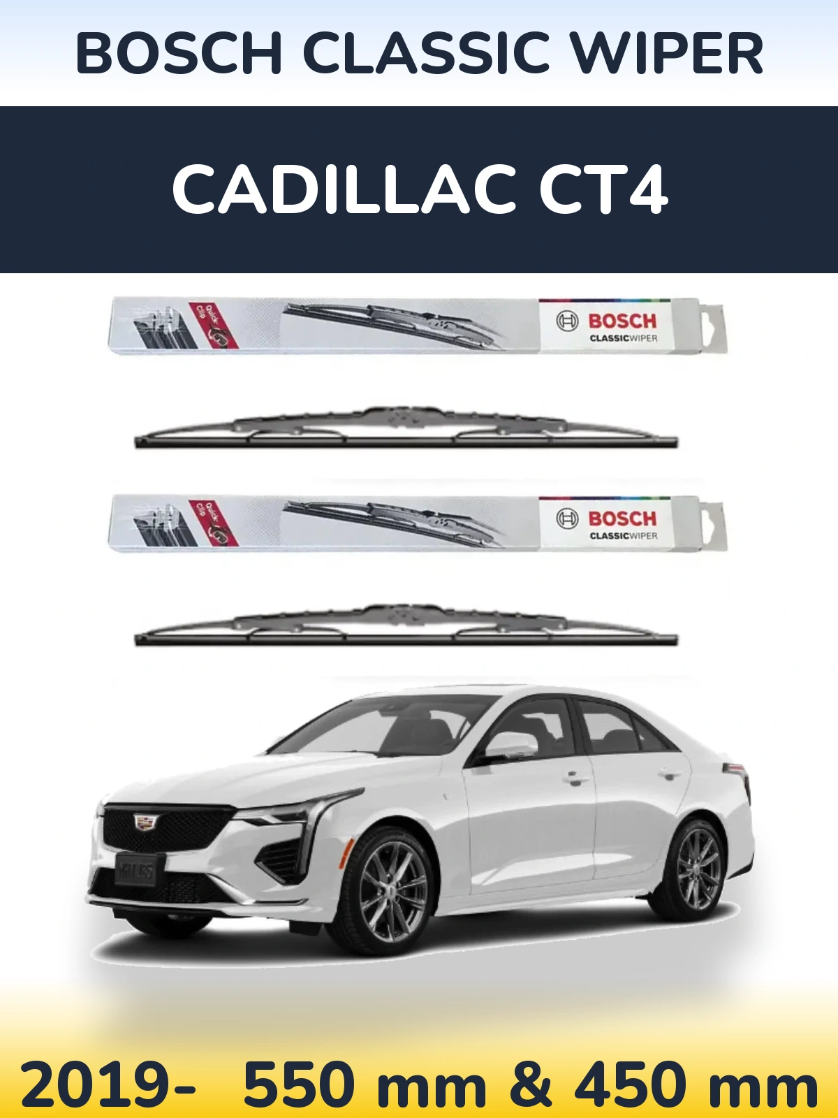 Komplet przednich wycieraczek BOSCH Classic Wiper 550 & 450 mm do Cadillac CT4 2019-2026