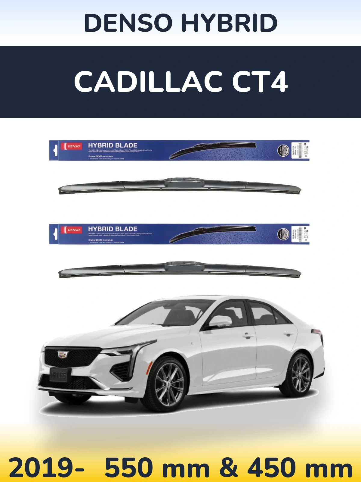 Комплект передних дворников Denso Hybrid 550 & 450 мм для Cadillac CT4 2019-2026
