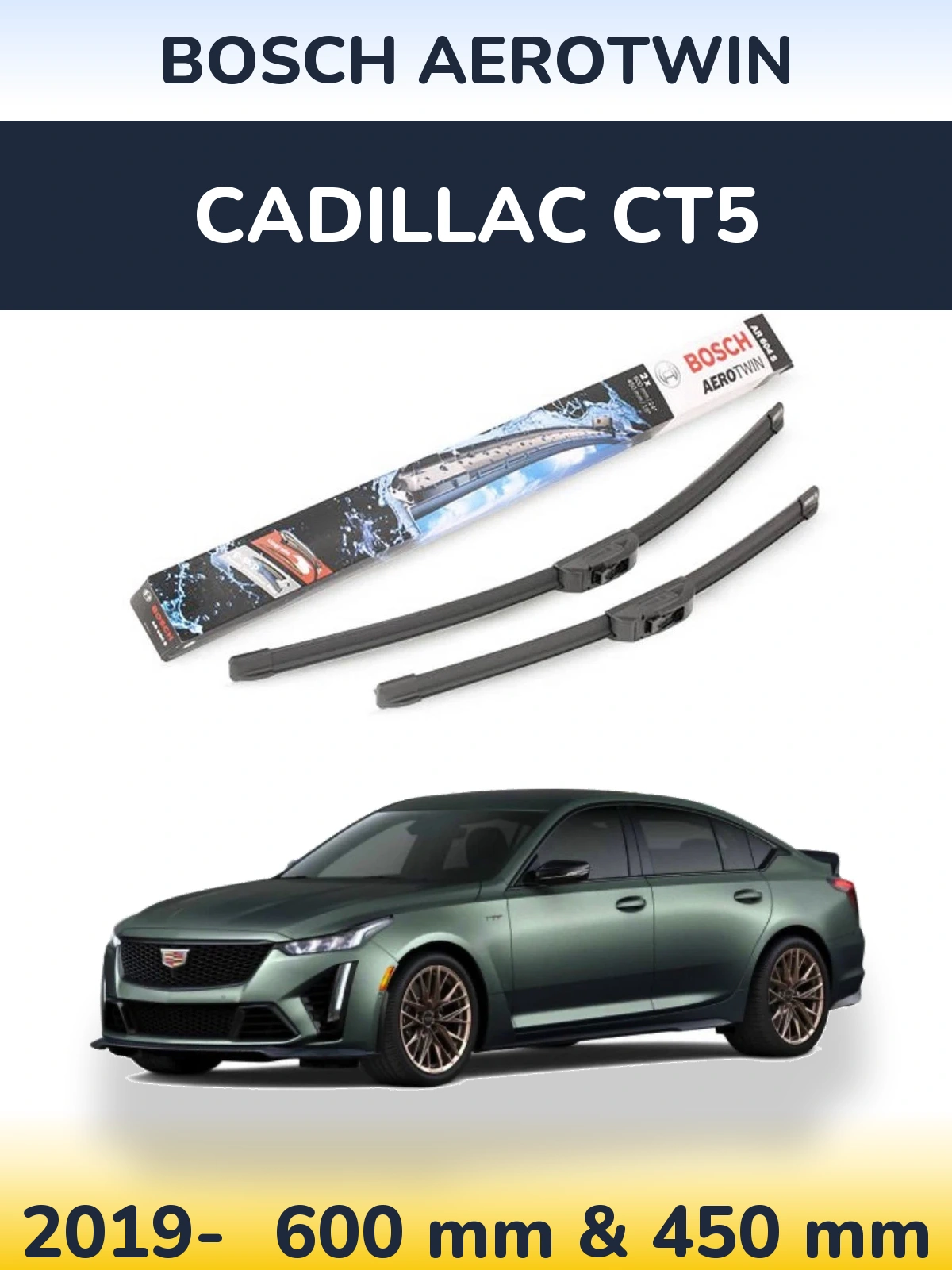 Komplet przednich wycieraczek BOSCH AeroTwin 600 & 450 mm do Cadillac CT5 2019-2026