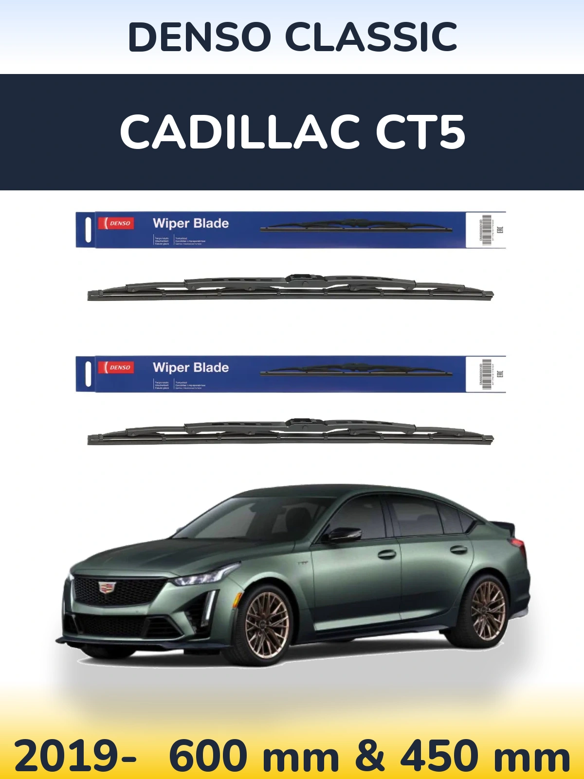 Komplet przednich wycieraczek Denso Classic 600 & 450 mm do Cadillac CT5 2019-2026