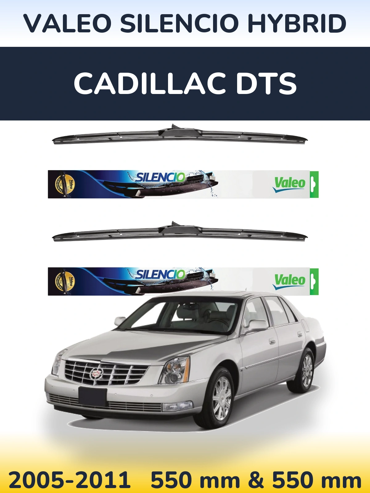 Комплект передних дворников Valeo Silencio Hybrid 550 & 550 мм для Cadillac DTS 2005-2011