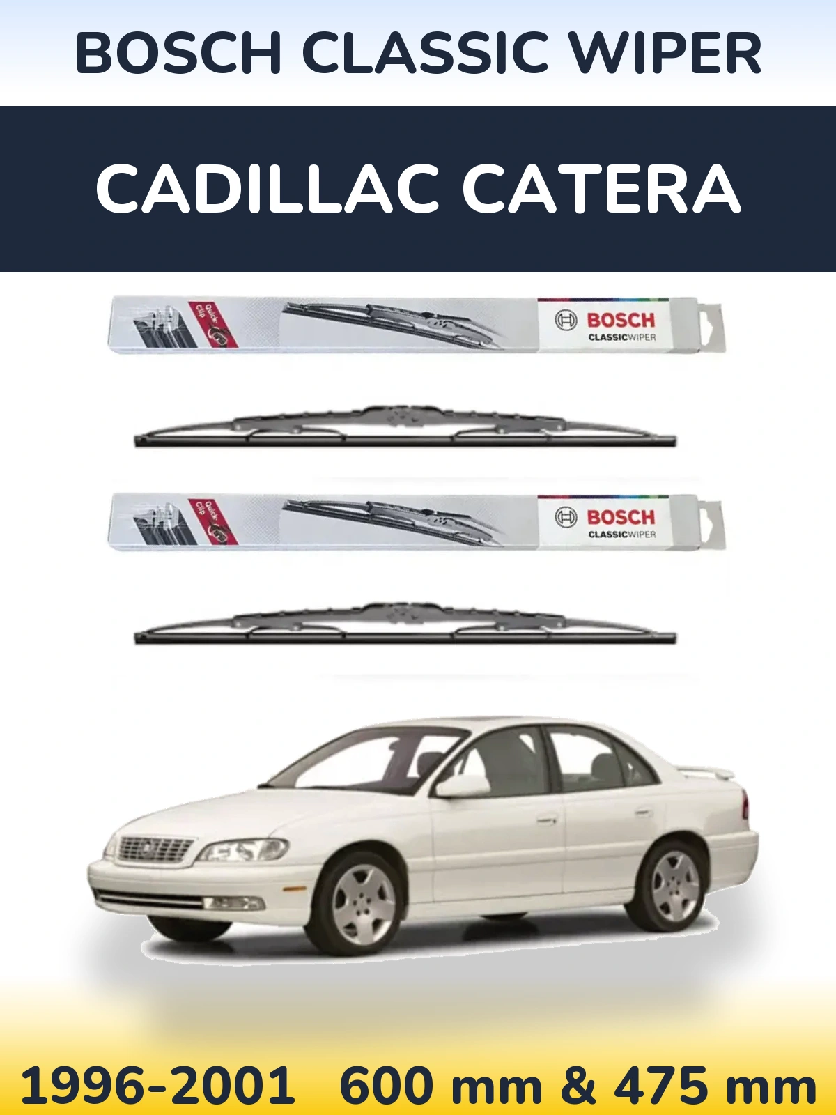 Комплект передних дворников BOSCH Classic Wiper 600 & 475 мм для Cadillac Catera 1996-2001
