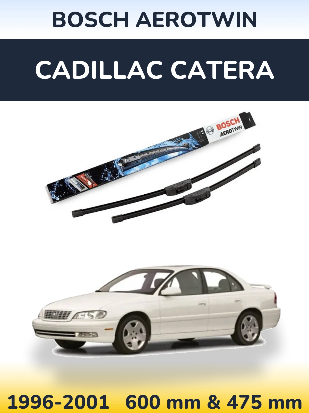 Комплект передних дворников BOSCH AeroTwin 600 & 475 мм для Cadillac Catera 1996-2001
