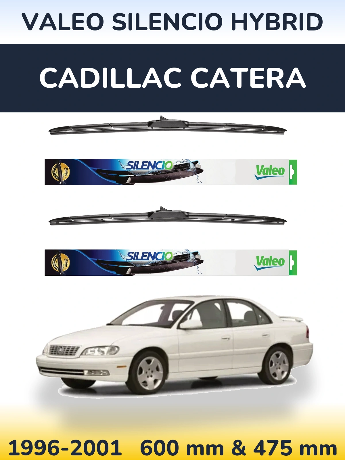 Комплект передних дворников Valeo Silencio Hybrid 600 & 475 мм для Cadillac Catera 1996-2001