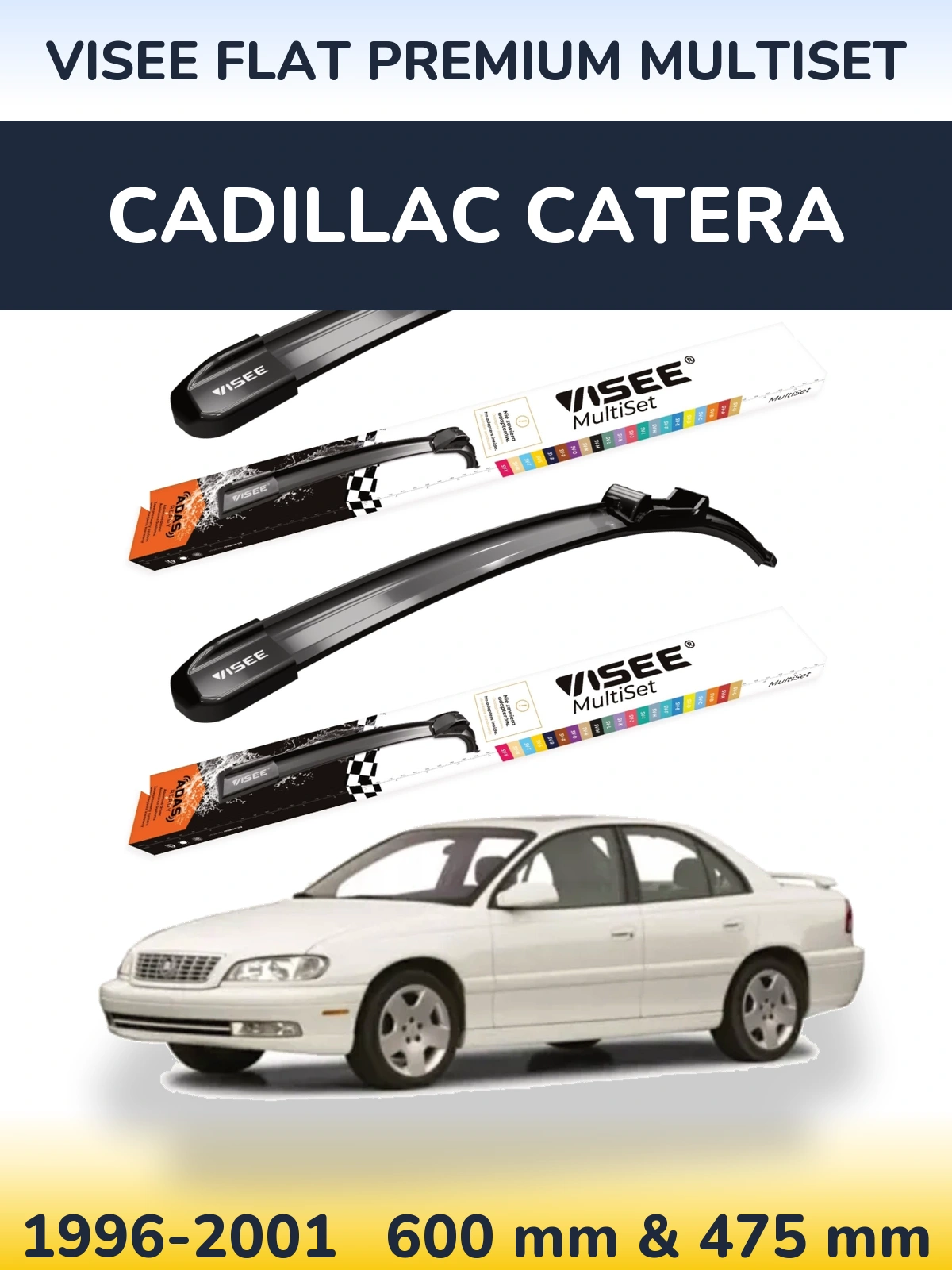 Комплект передних дворников VISEE FLAT PREMIUM MultiSet 600 & 475 мм для Cadillac Catera 1996-2001