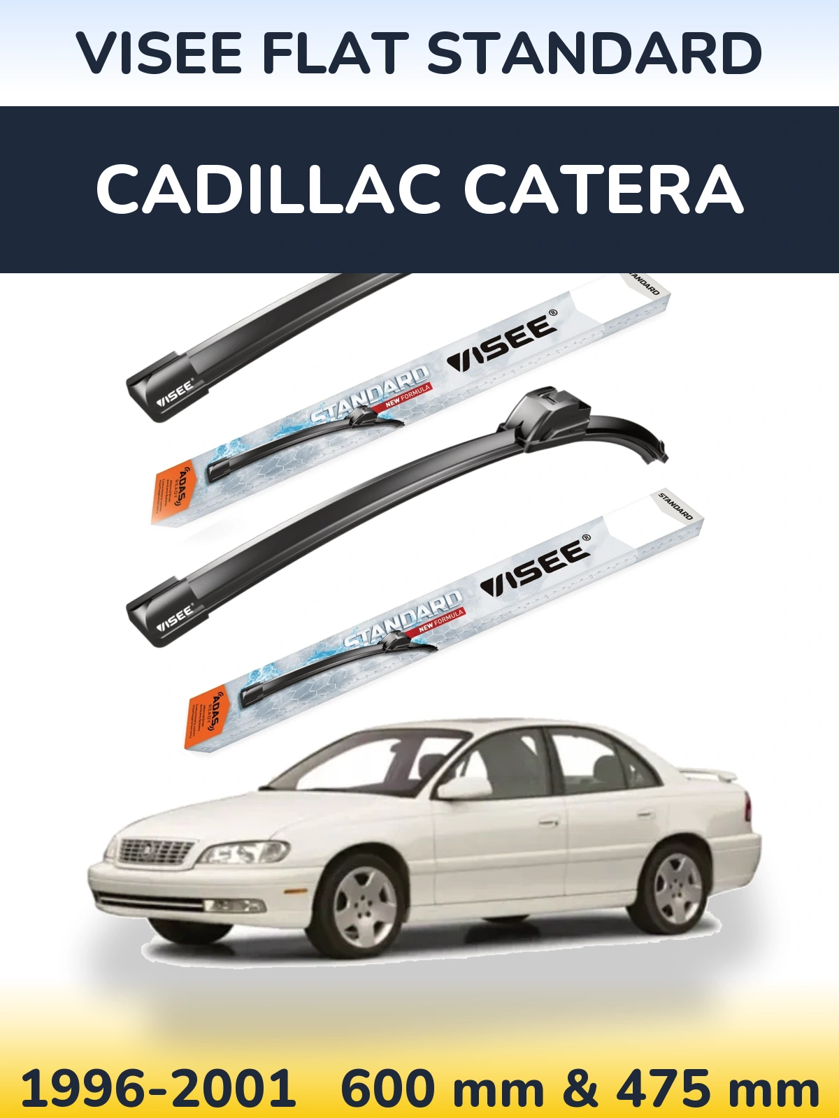 Комплект передних дворников VISEE FLAT STANDARD 600 & 475 мм для Cadillac Catera 1996-2001