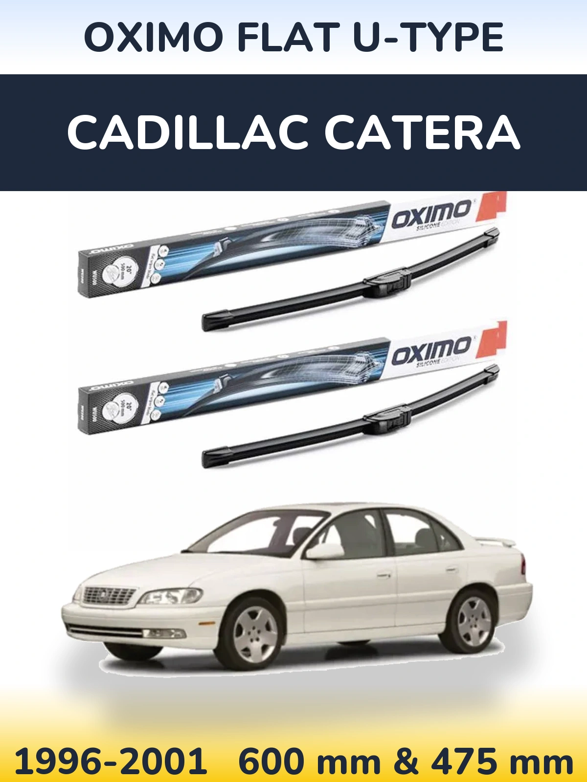 Комплект передних дворников Oximo Flat U-type 600 & 475 мм для Cadillac Catera 1996-2001