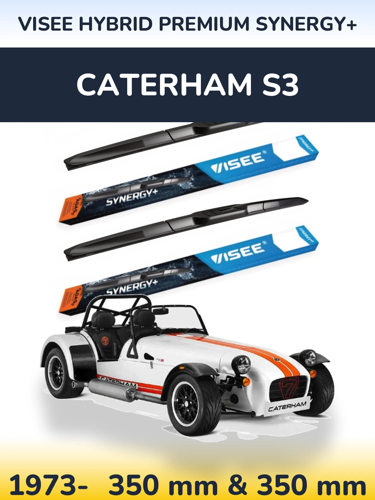 Komplet przednich wycieraczek VISEE HYBRID PREMIUM SYNERGY+ 350 & 350 mm do Caterham S3 1973-2026