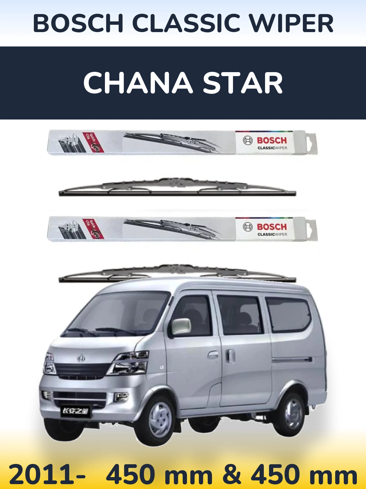 Komplet przednich wycieraczek BOSCH Classic Wiper 450 & 450 mm do Chana Star 2011-2026