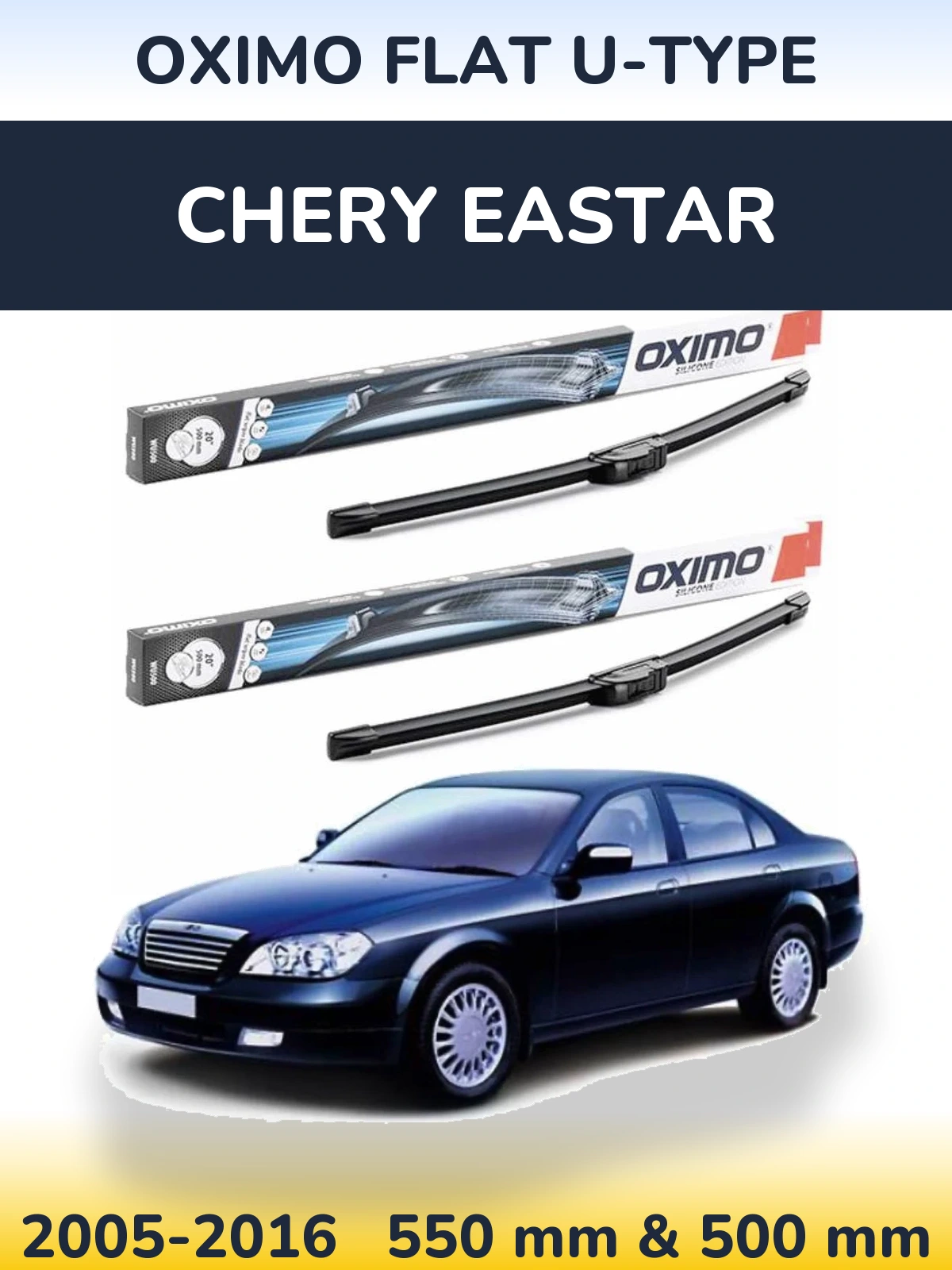 Комплект передних дворников Oximo Flat U-type 550 & 500 мм для Chery Eastar 2005-2016