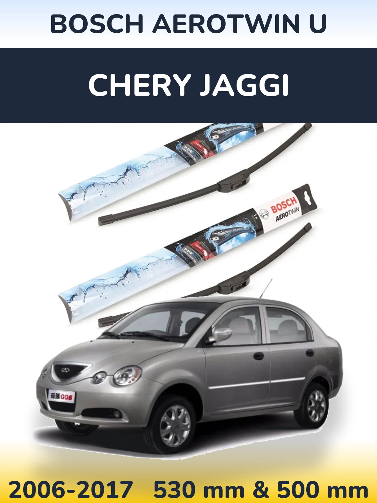 Komplet przednich wycieraczek BOSCH AeroTwin U 530 & 500 mm do Chery Jaggi 2006-2017