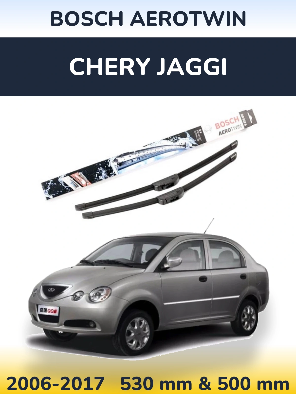 Komplet przednich wycieraczek BOSCH AeroTwin 530 & 500 mm do Chery Jaggi 2006-2017