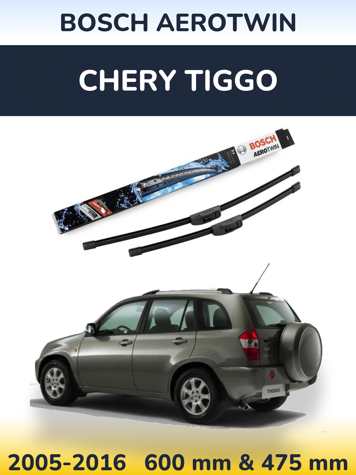 Komplet przednich wycieraczek BOSCH AeroTwin 600 & 475 mm do Chery Tiggo 2005-2016