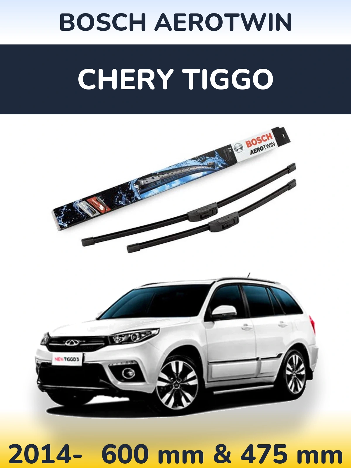 Komplet przednich wycieraczek BOSCH AeroTwin 600 & 475 mm do Chery Tiggo 2014-2026