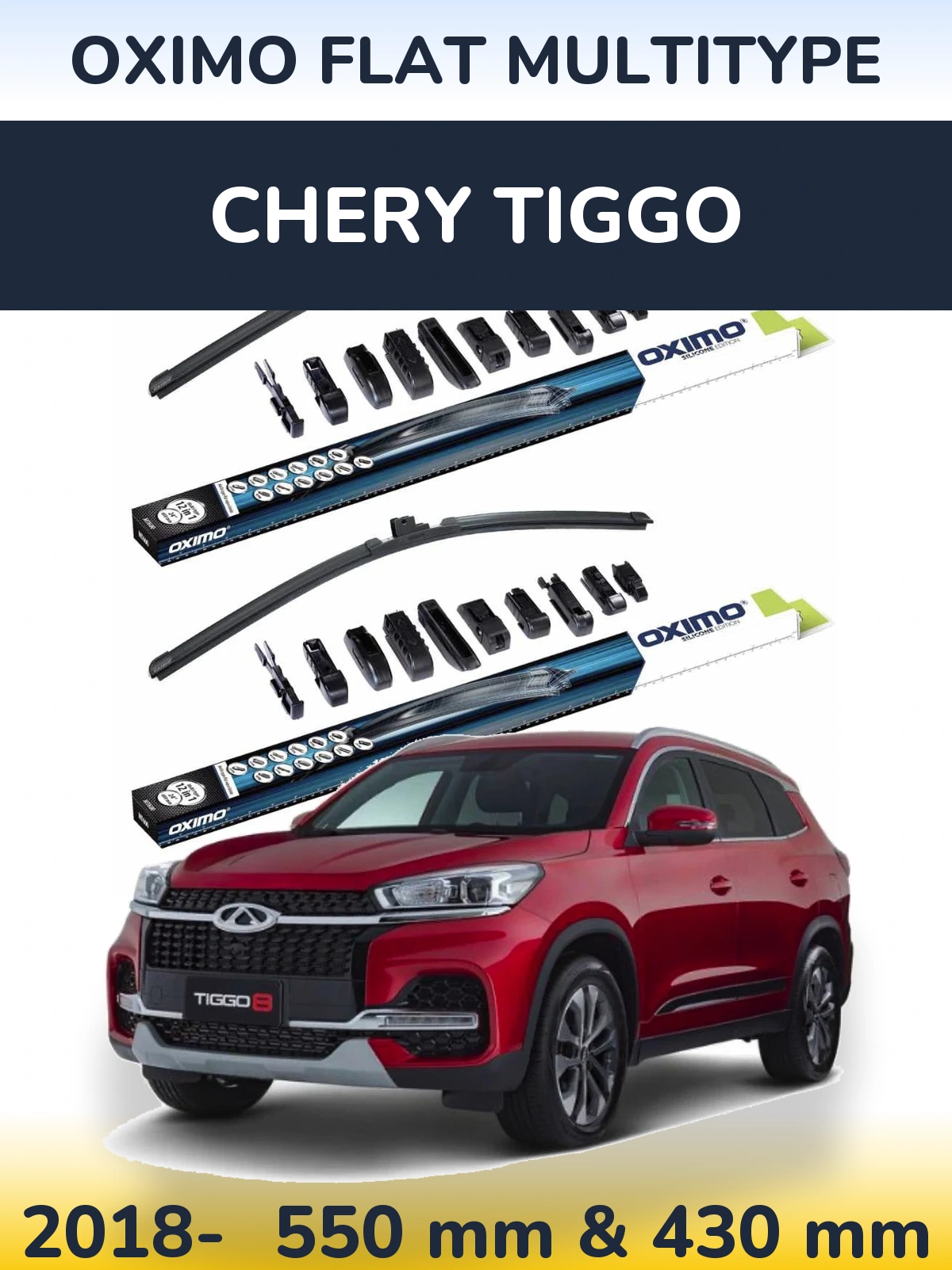 Komplet przednich wycieraczek Oximo Flat MultiType 550 & 430 mm do Chery Tiggo 2018-2026