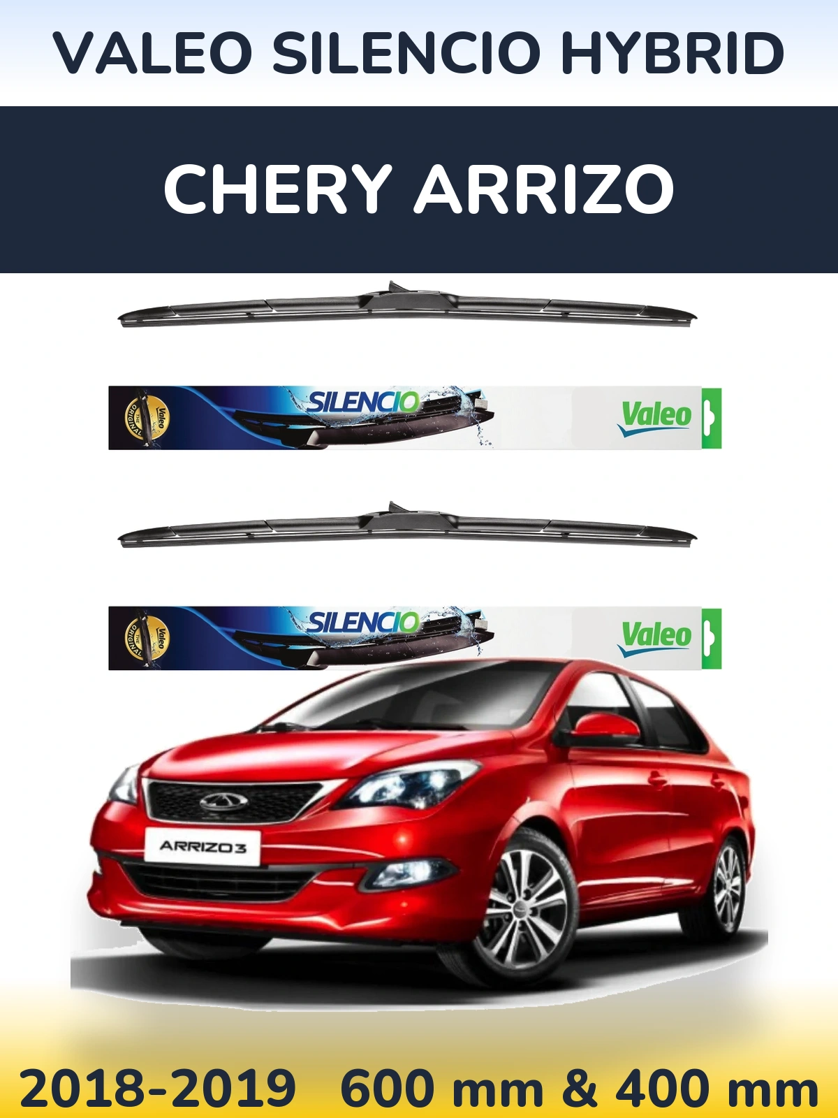 Комплект передних дворников Valeo Silencio Hybrid 600 & 400 мм для Chery Arrizo 2018-2019