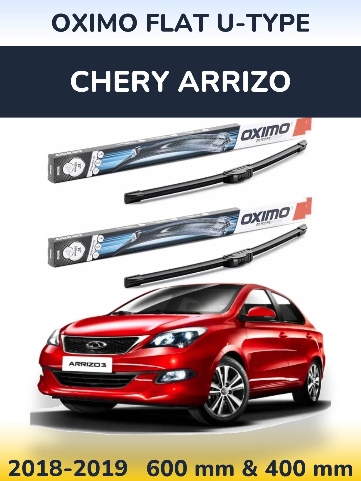 Komplet przednich wycieraczek Oximo Flat U-type 600 & 400 mm do Chery Arrizo 2018-2019