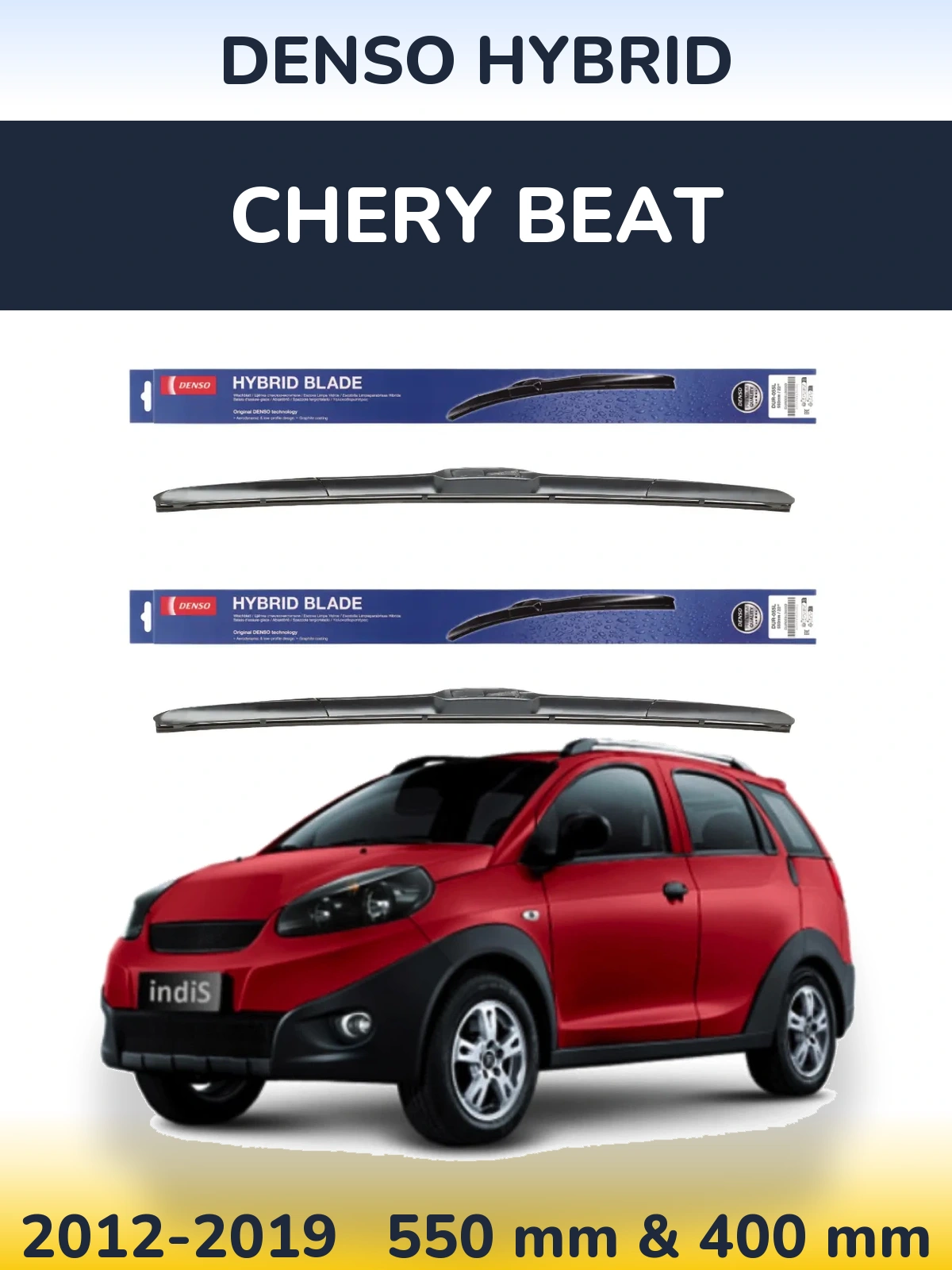 Komplet przednich wycieraczek Denso Hybrid 550 & 400 mm do Chery Beat 2012-2019