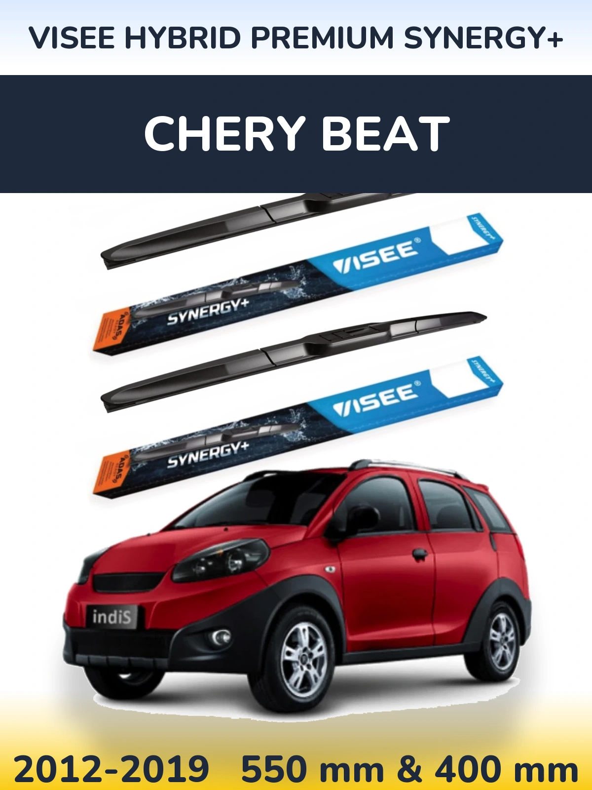 Komplet przednich wycieraczek VISEE HYBRID PREMIUM SYNERGY+ 550 & 400 mm do Chery Beat 2012-2019