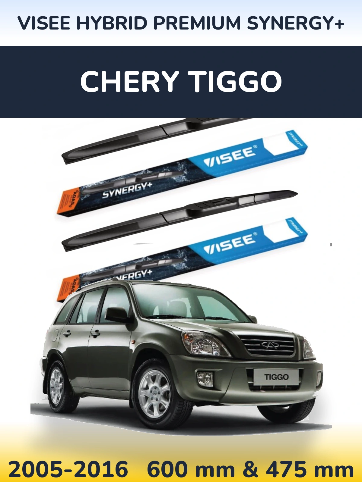 Komplet przednich wycieraczek VISEE HYBRID PREMIUM SYNERGY+ 600 & 475 mm do Chery Tiggo 2005-2016