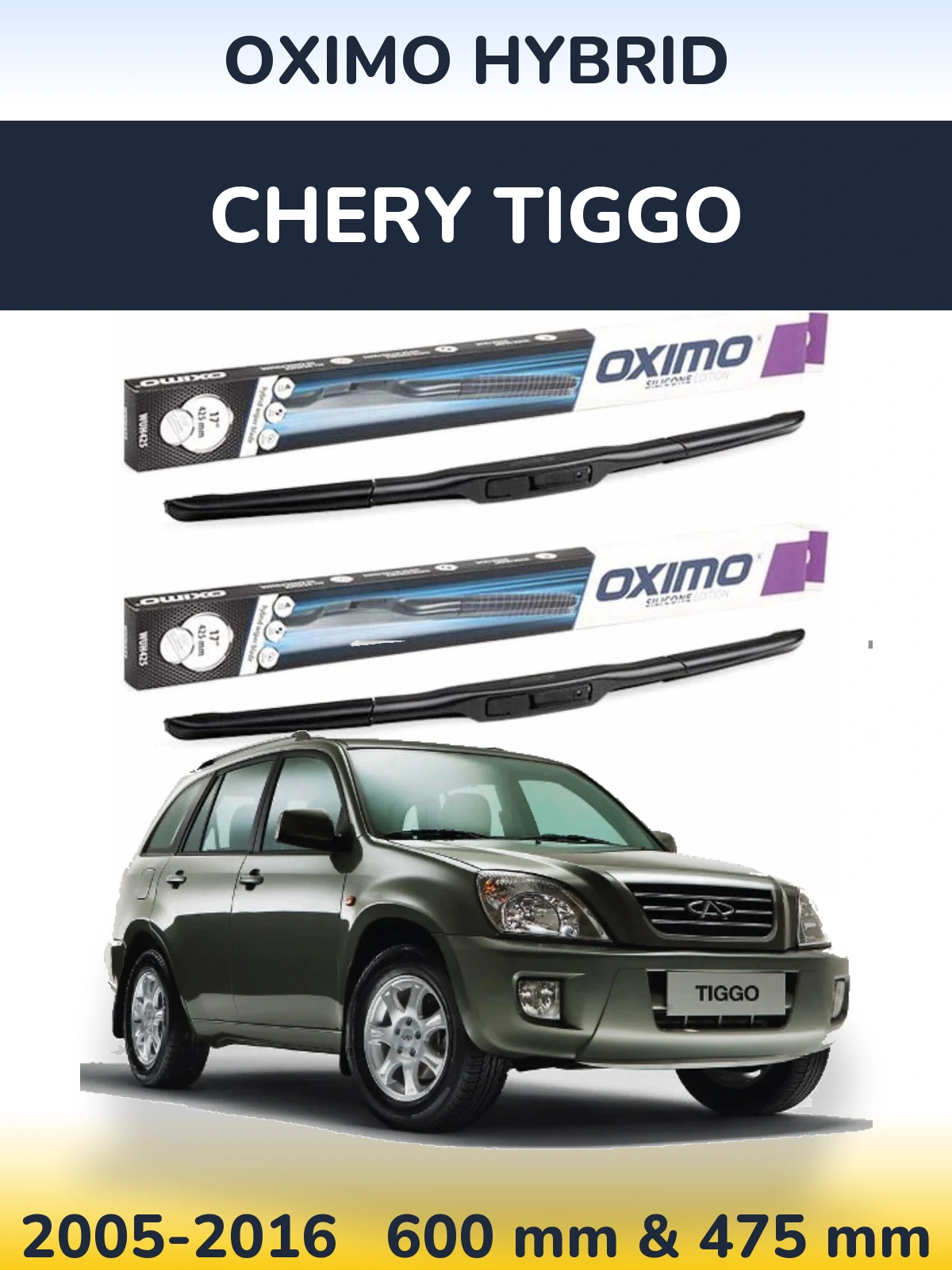 Komplet przednich wycieraczek Oximo Hybrid 600 & 475 mm do Chery Tiggo 2005-2016