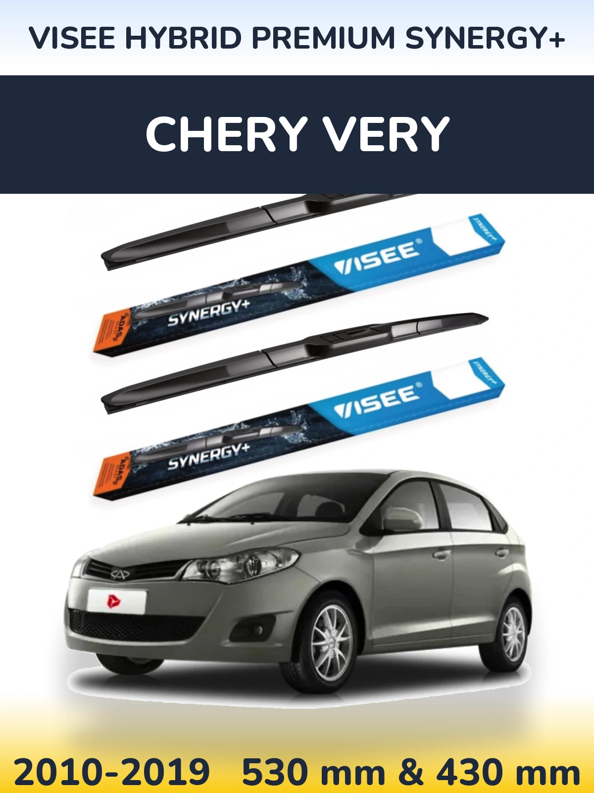 Komplet przednich wycieraczek VISEE HYBRID PREMIUM SYNERGY+ 530 & 430 mm do Chery Very 2010-2019