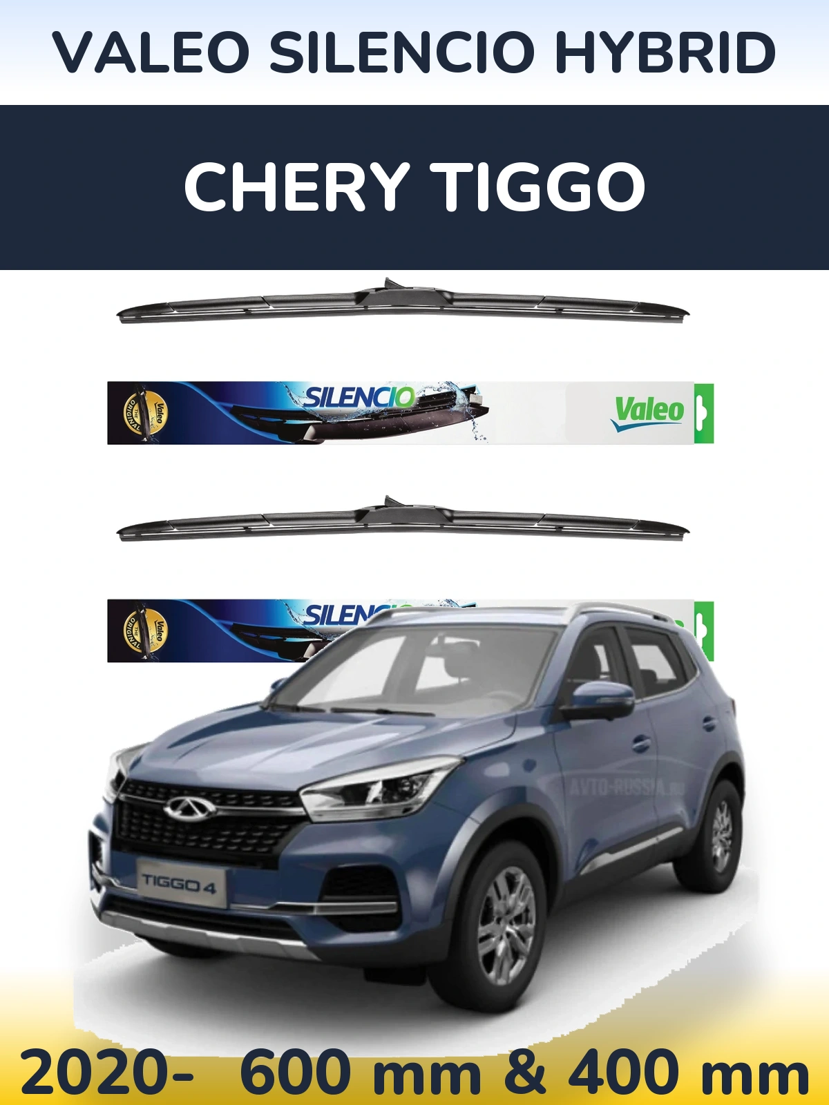 Komplet przednich wycieraczek Valeo Silencio Hybrid 600 & 400 mm do Chery Tiggo 2020-2026