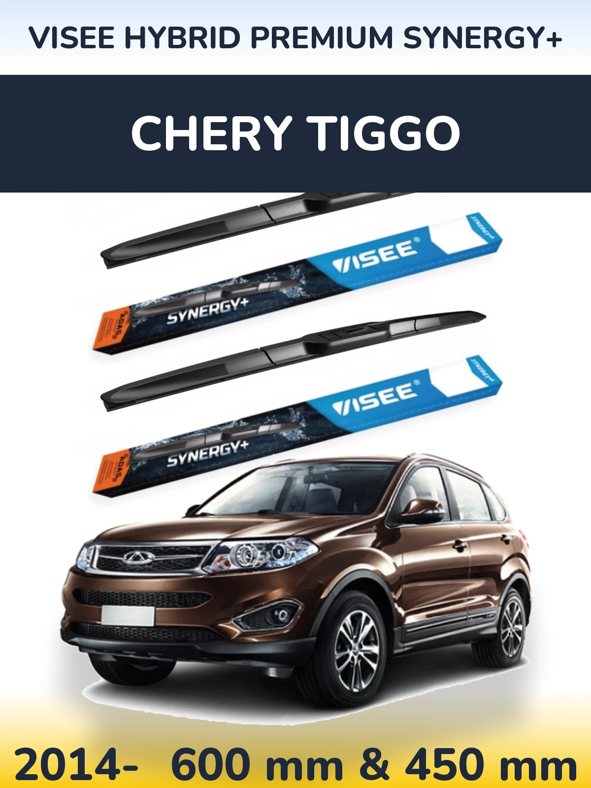 Komplet przednich wycieraczek VISEE HYBRID PREMIUM SYNERGY+ 600 & 450 mm do Chery Tiggo 2014-2026