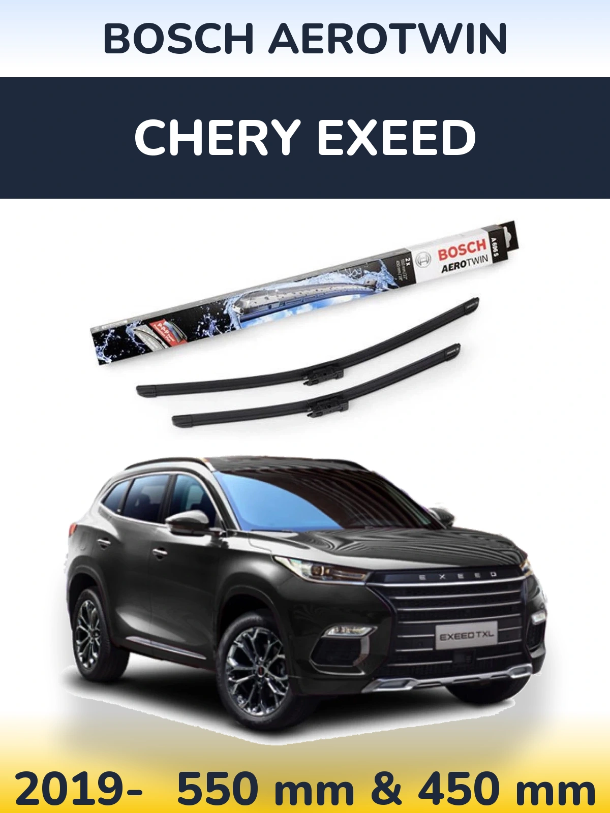 Komplet przednich wycieraczek BOSCH AeroTwin 550 & 450 mm do Chery Exeed 2019-2026