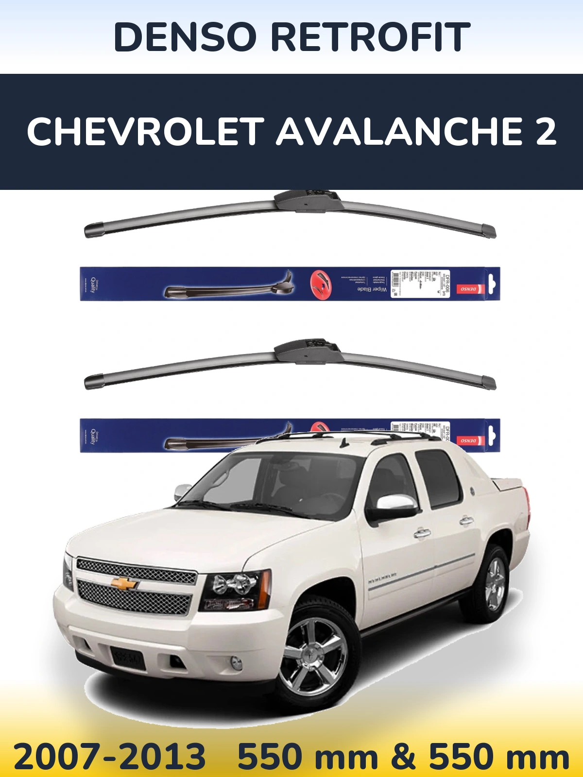 Komplet przednich wycieraczek Denso Retrofit 550 & 550 mm do Chevrolet Avalanche 2 2007-2013