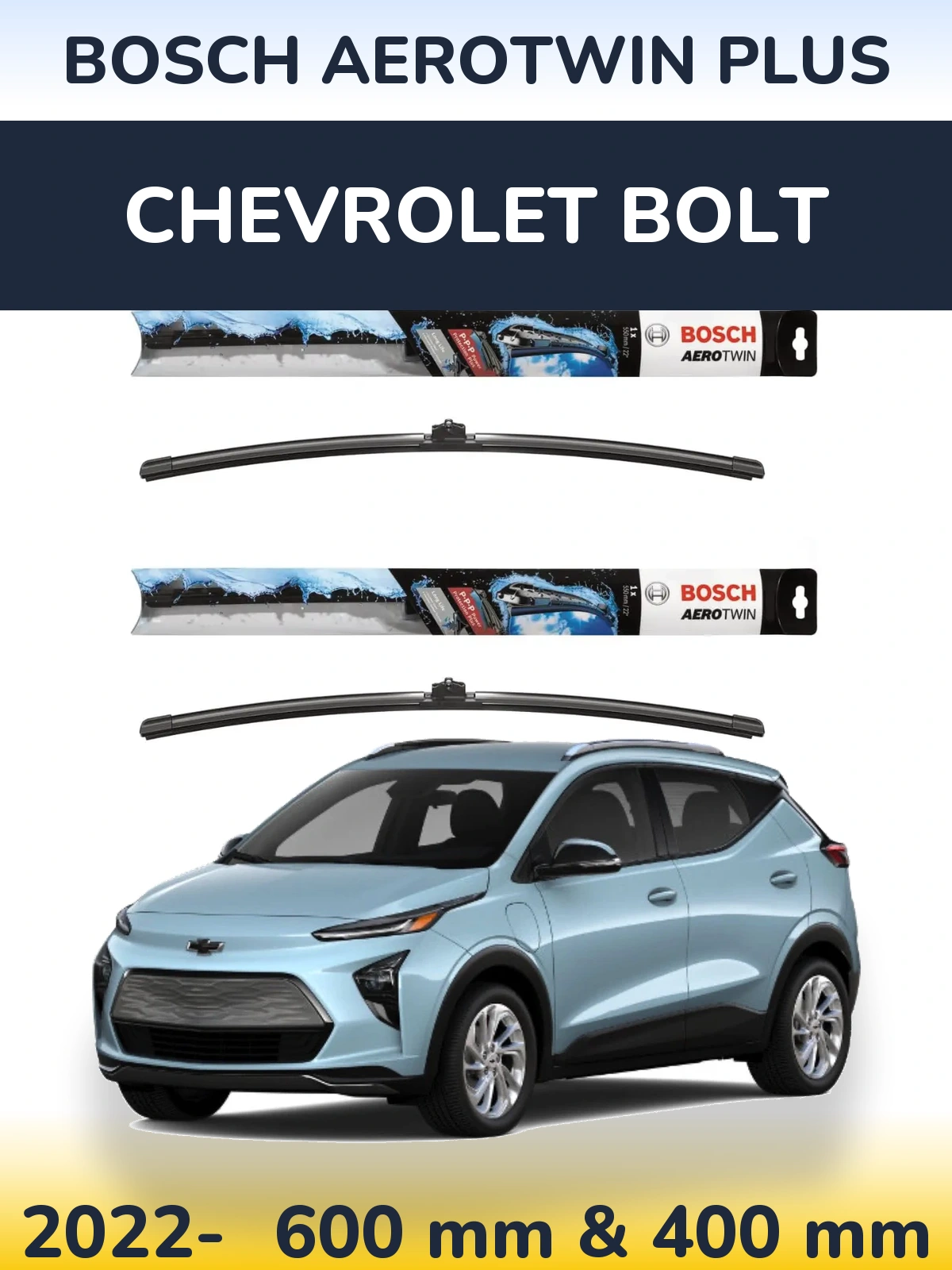 Komplet przednich wycieraczek BOSCH AeroTwin Plus 600 & 400 mm do Chevrolet Bolt 2022-2026