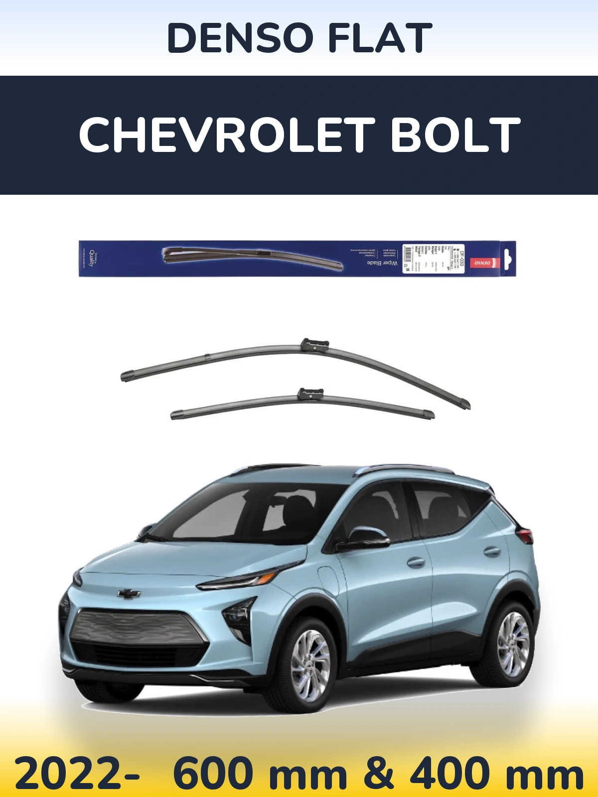 Front wiper blade set Denso Flat 600 & 400 mm for Chevrolet Bolt 2022-2026