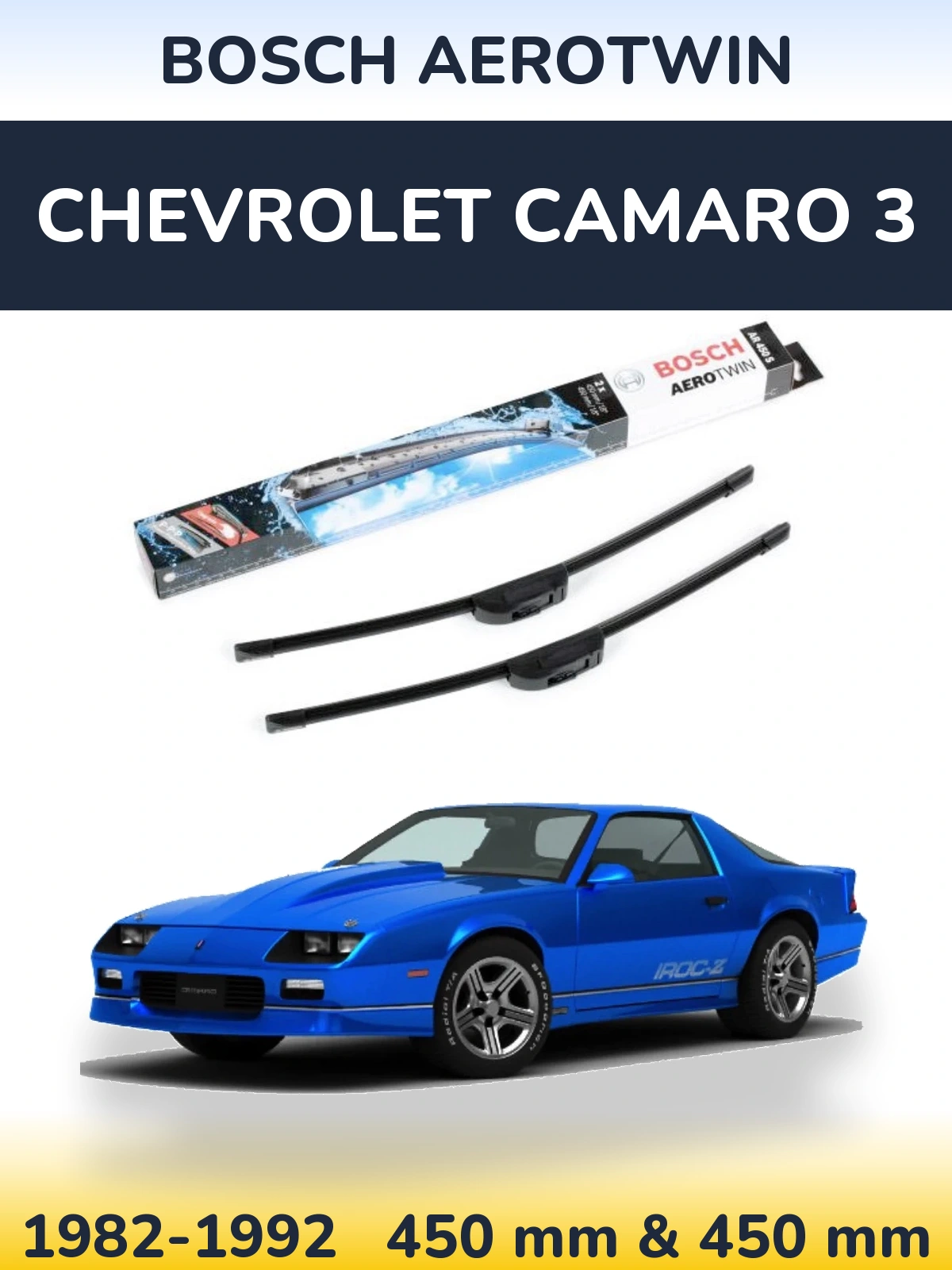 Komplet przednich wycieraczek BOSCH AeroTwin 450 & 450 mm do Chevrolet Camaro 3 1982-1992