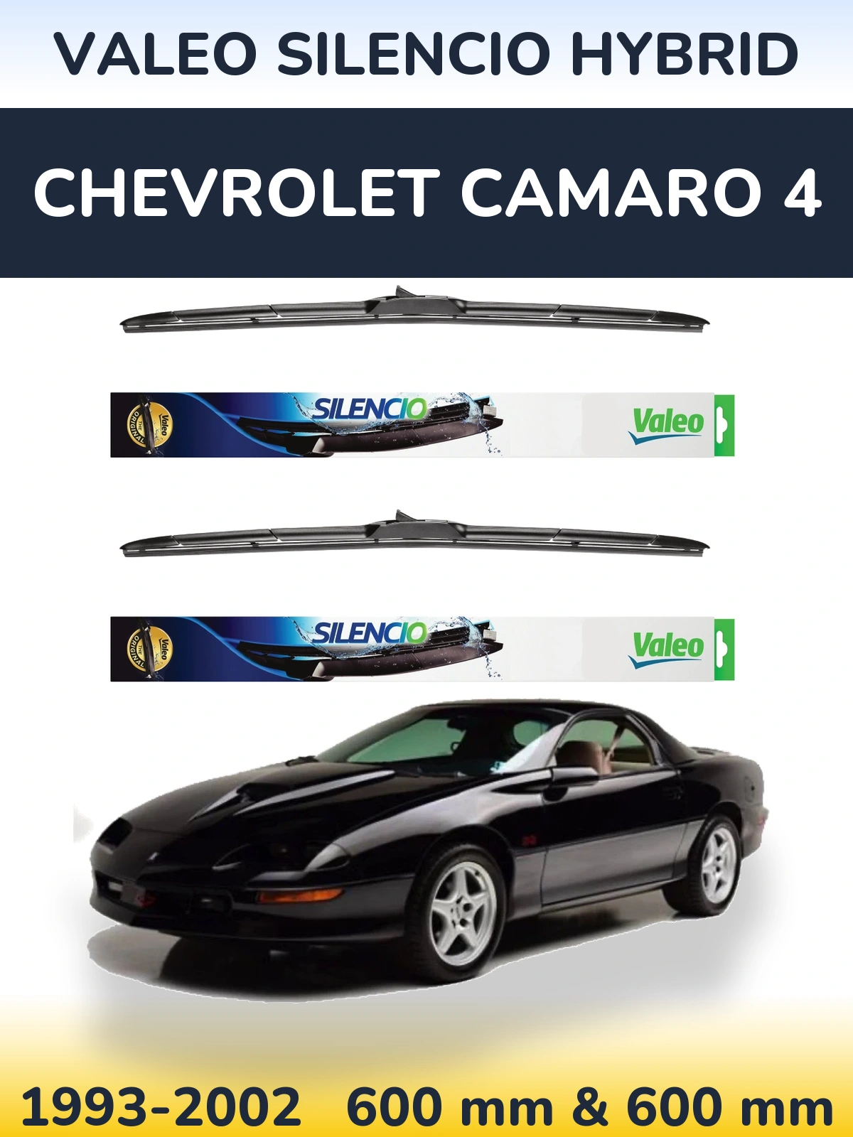 Komplet przednich wycieraczek Valeo Silencio Hybrid 600 & 600 mm do Chevrolet Camaro 4 1993-2002