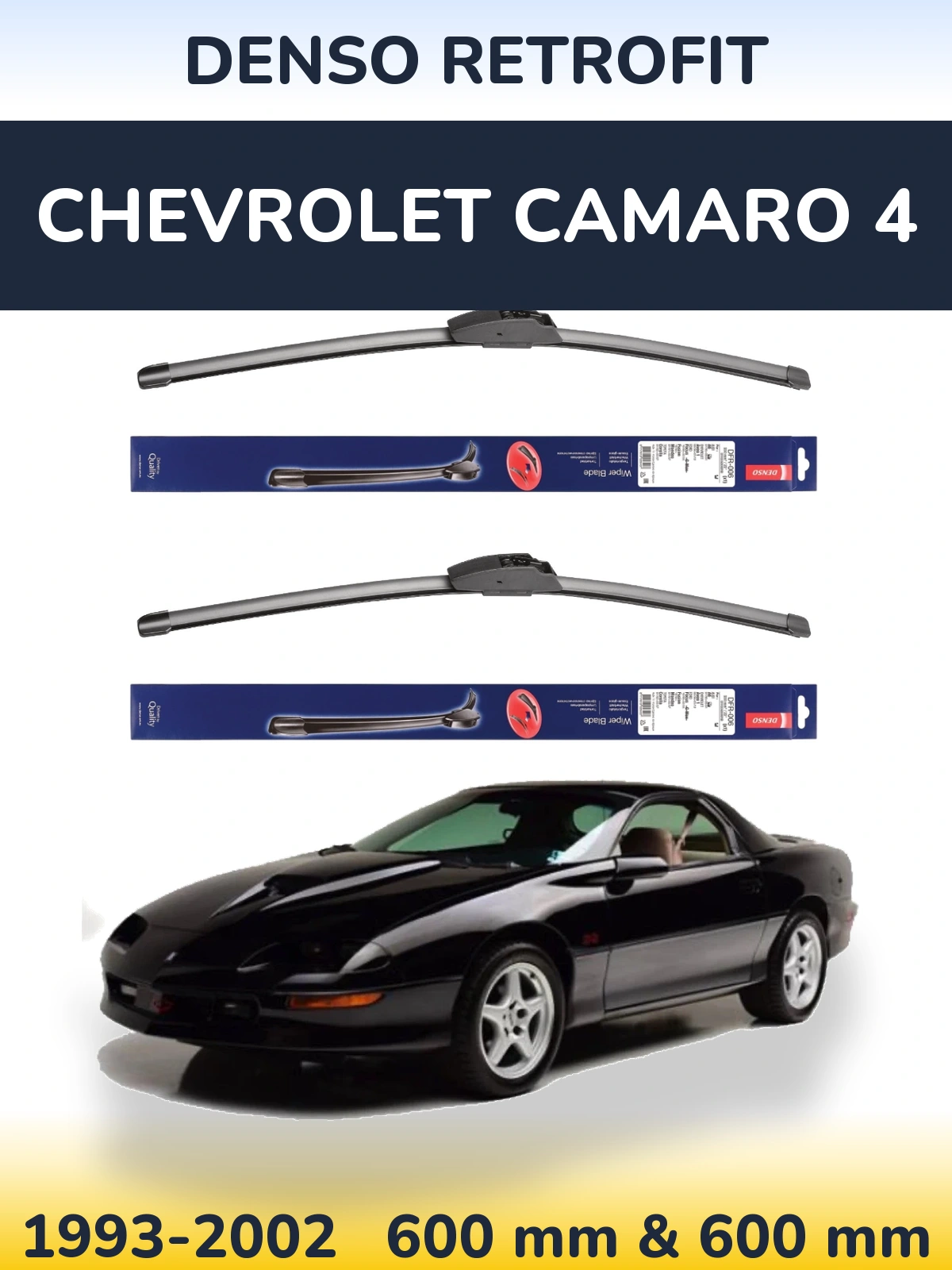 Komplet przednich wycieraczek Denso Retrofit 600 & 600 mm do Chevrolet Camaro 4 1993-2002