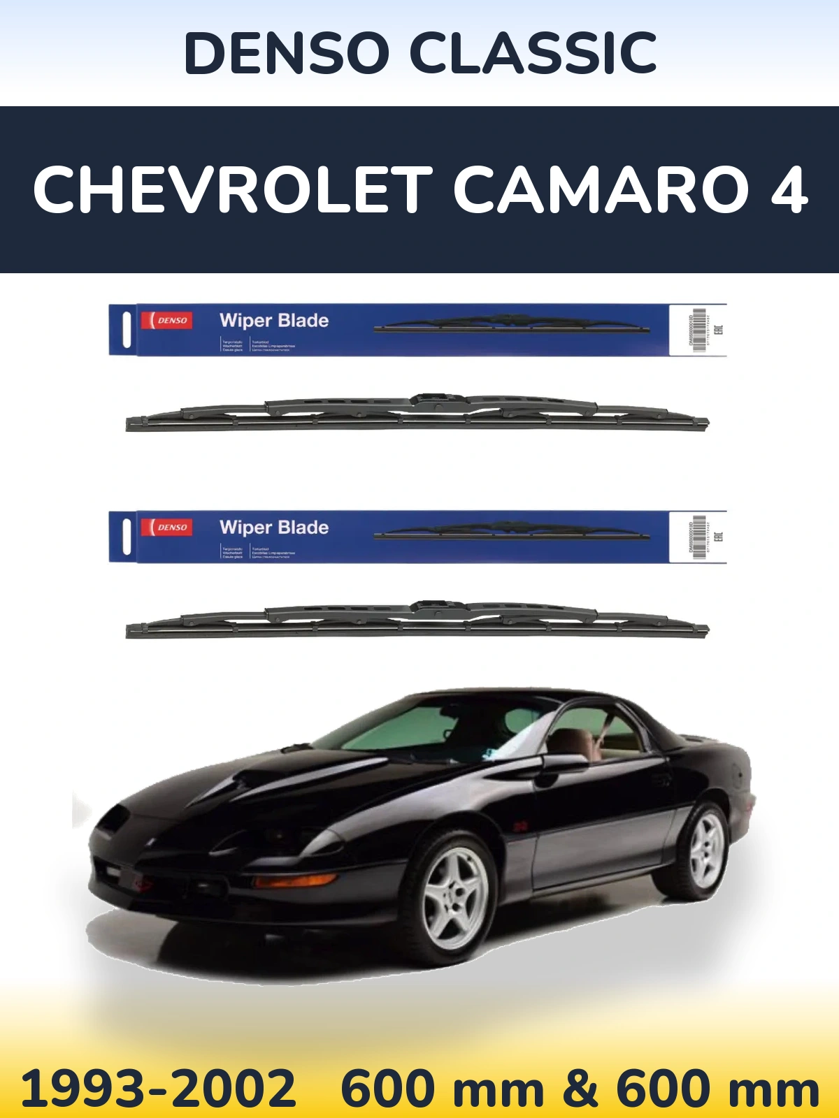 Front wiper blade set Denso Classic 600 & 600 mm for Chevrolet Camaro 4 1993-2002