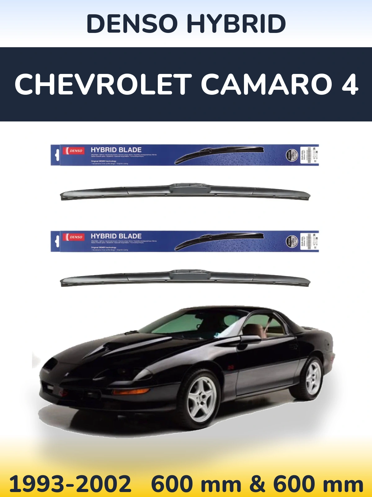 Komplet przednich wycieraczek Denso Hybrid 600 & 600 mm do Chevrolet Camaro 4 1993-2002