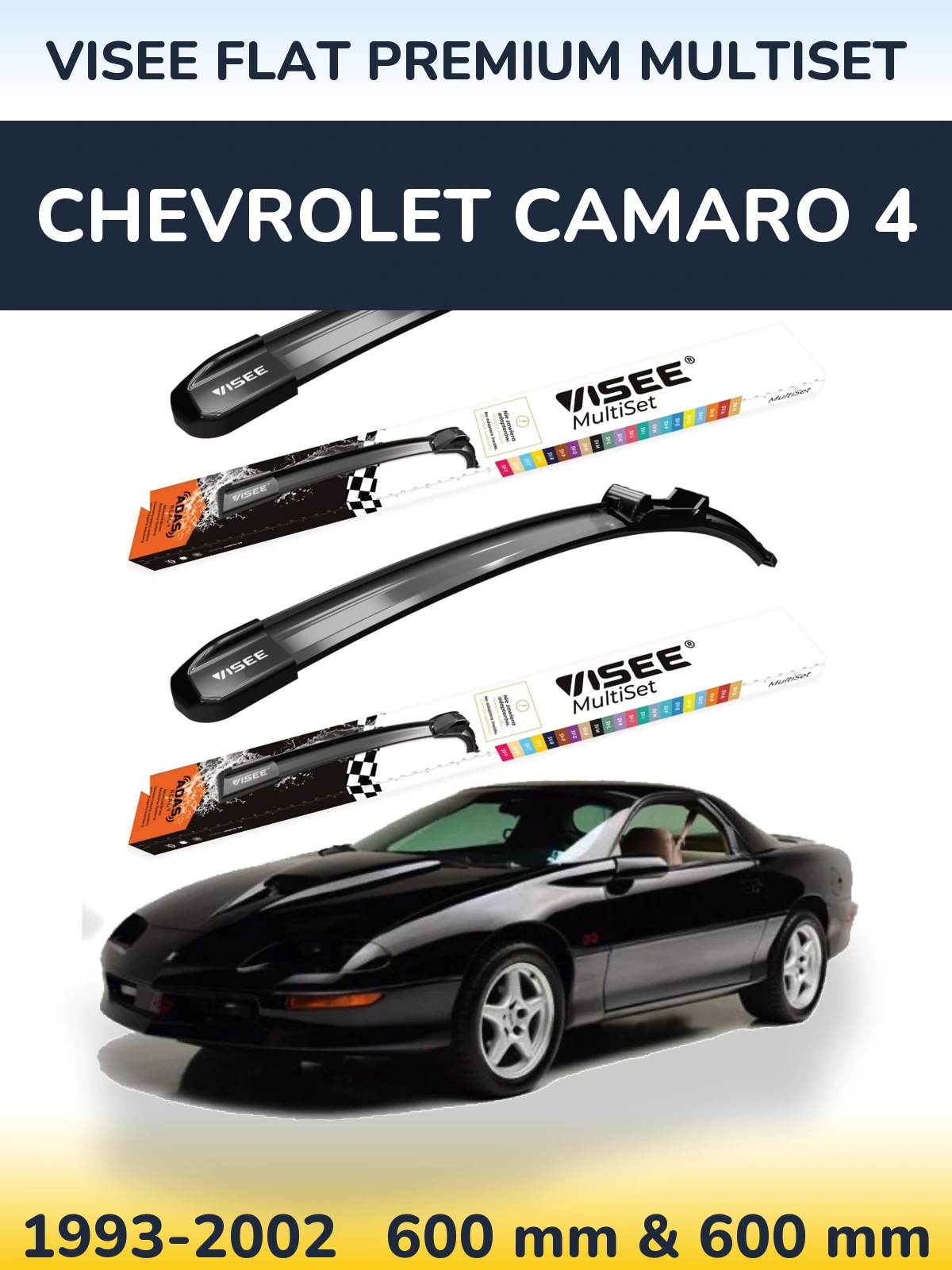 Komplet przednich wycieraczek VISEE FLAT PREMIUM MultiSet 600 & 600 mm do Chevrolet Camaro 4 1993-2002