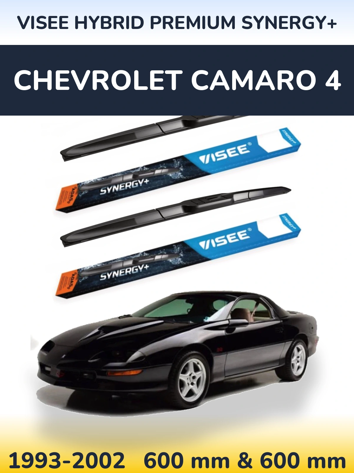 Komplet przednich wycieraczek VISEE HYBRID PREMIUM SYNERGY+ 600 & 600 mm do Chevrolet Camaro 4 1993-2002