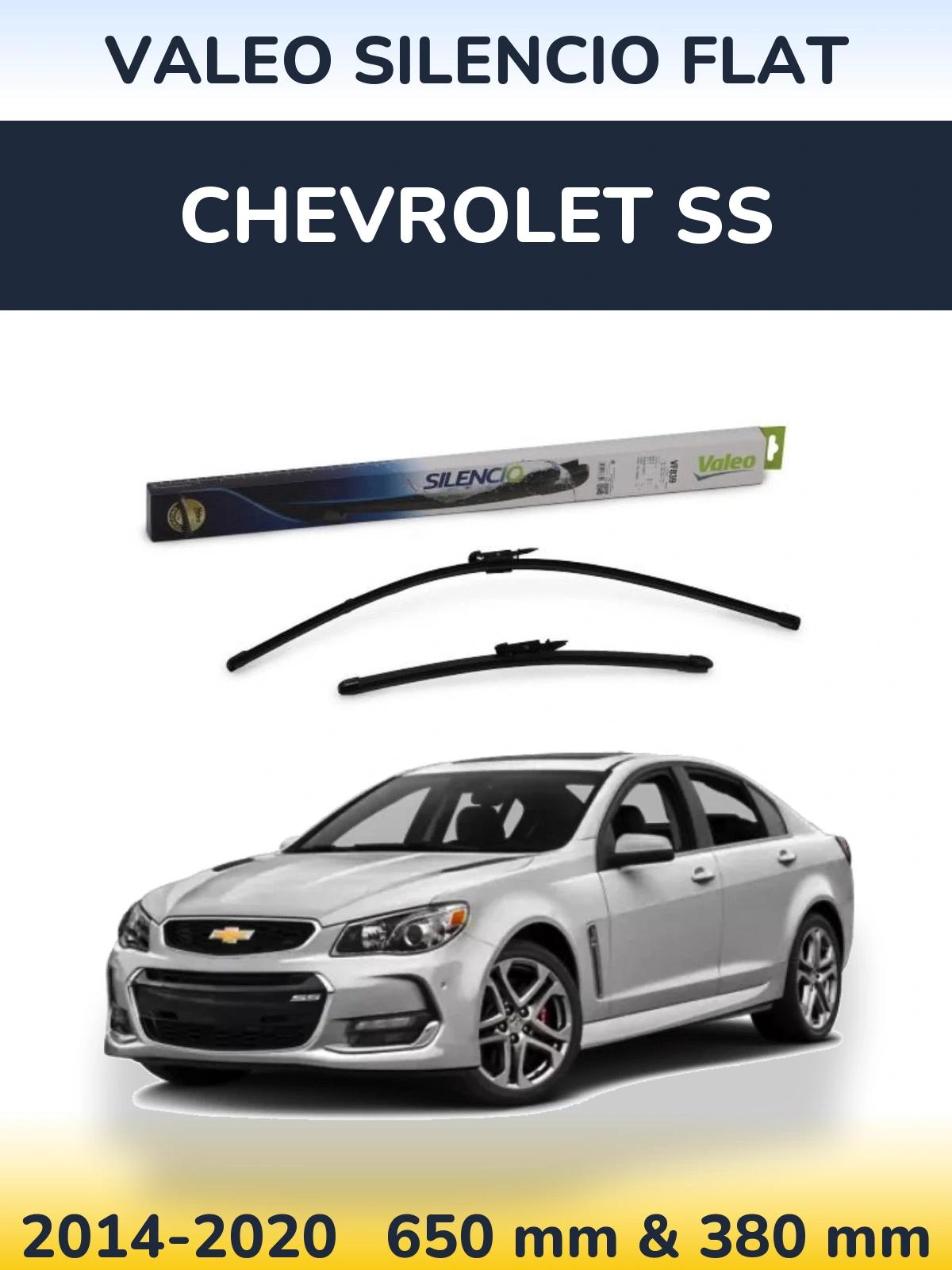 Komplet przednich wycieraczek Valeo Silencio Flat 650 & 380 mm do Chevrolet SS 2014-2020