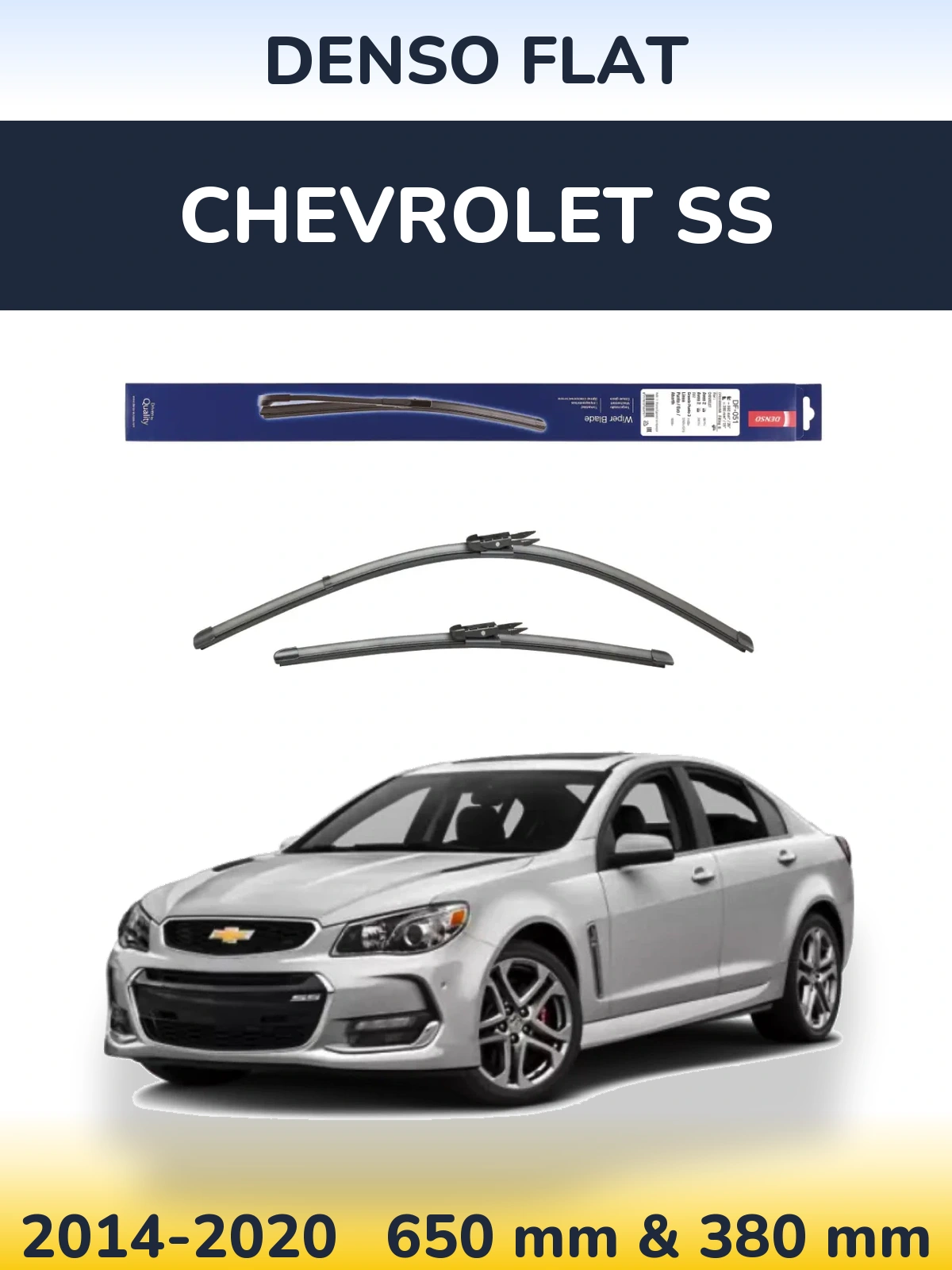 Front wiper blade set Denso Flat 650 & 380 mm for Chevrolet SS 2014-2020