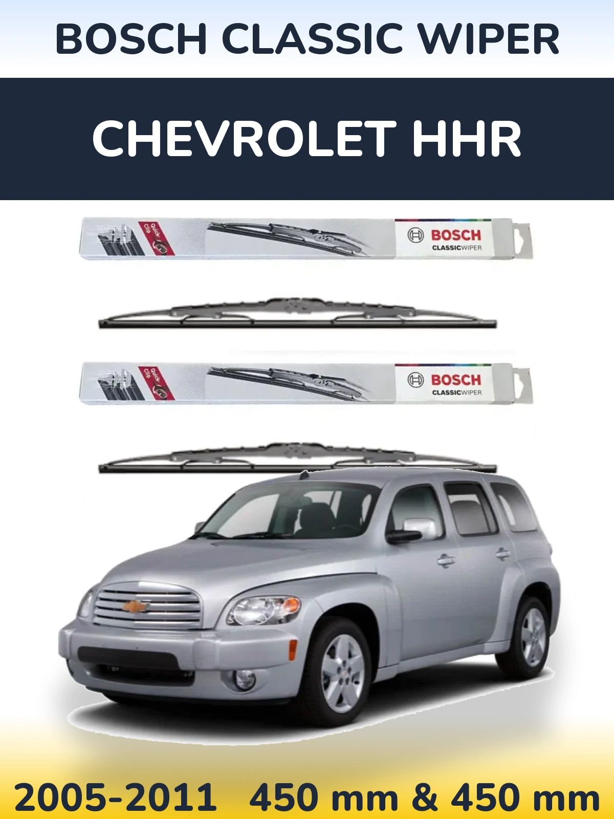 Комплект передних дворников BOSCH Classic Wiper 450 & 450 мм для Chevrolet HHR 2005-2011