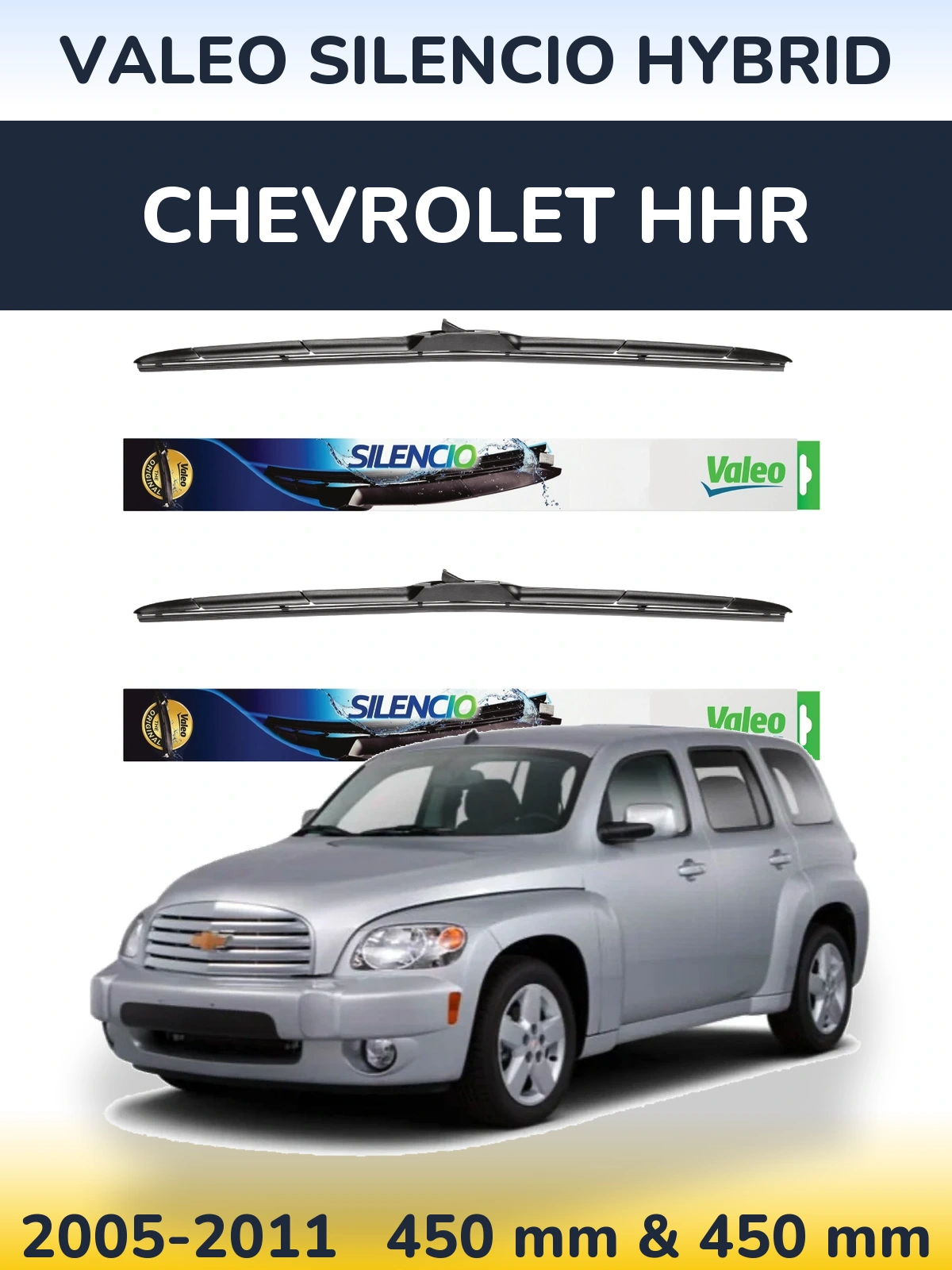 Комплект передних дворников Valeo Silencio Hybrid 450 & 450 мм для Chevrolet HHR 2005-2011