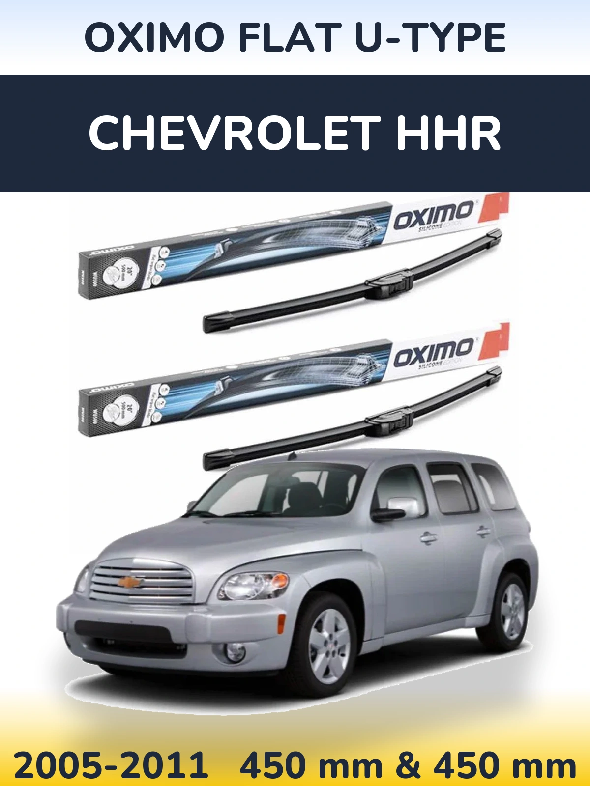 Комплект передних дворников Oximo Flat U-type 450 & 450 мм для Chevrolet HHR 2005-2011