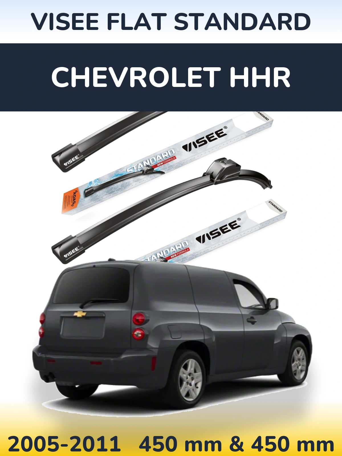 Комплект передних дворников VISEE FLAT STANDARD 450 & 450 мм для Chevrolet HHR 2005-2011