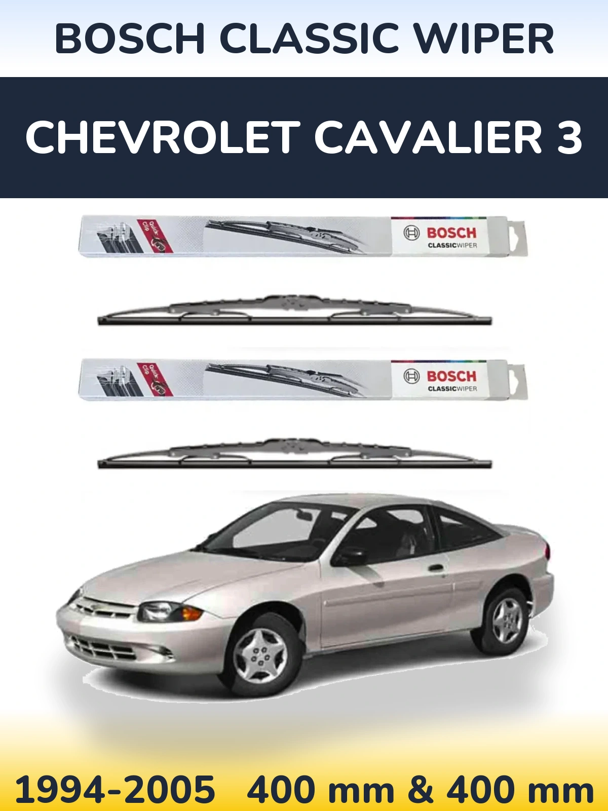 Комплект передних дворников BOSCH Classic Wiper 400 & 400 мм для Chevrolet Cavalier 3 1994-2005