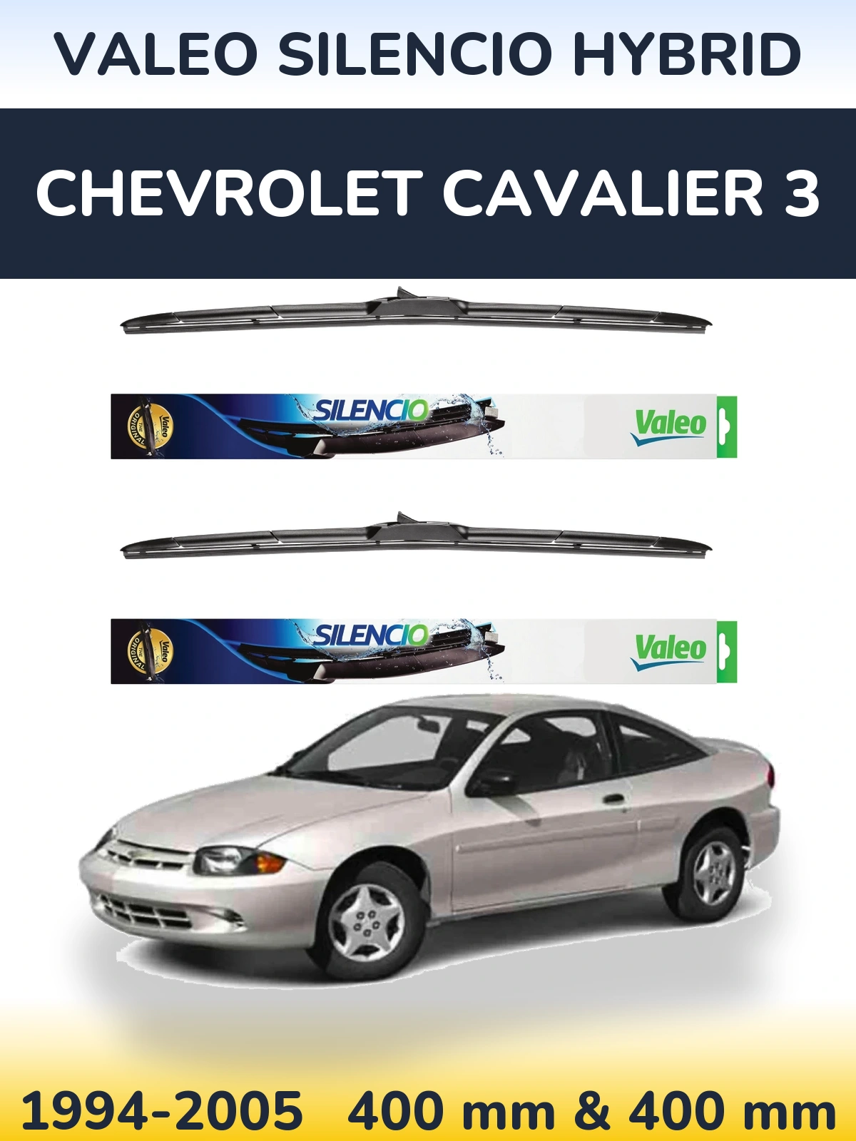 Комплект передних дворников Valeo Silencio Hybrid 400 & 400 мм для Chevrolet Cavalier 3 1994-2005
