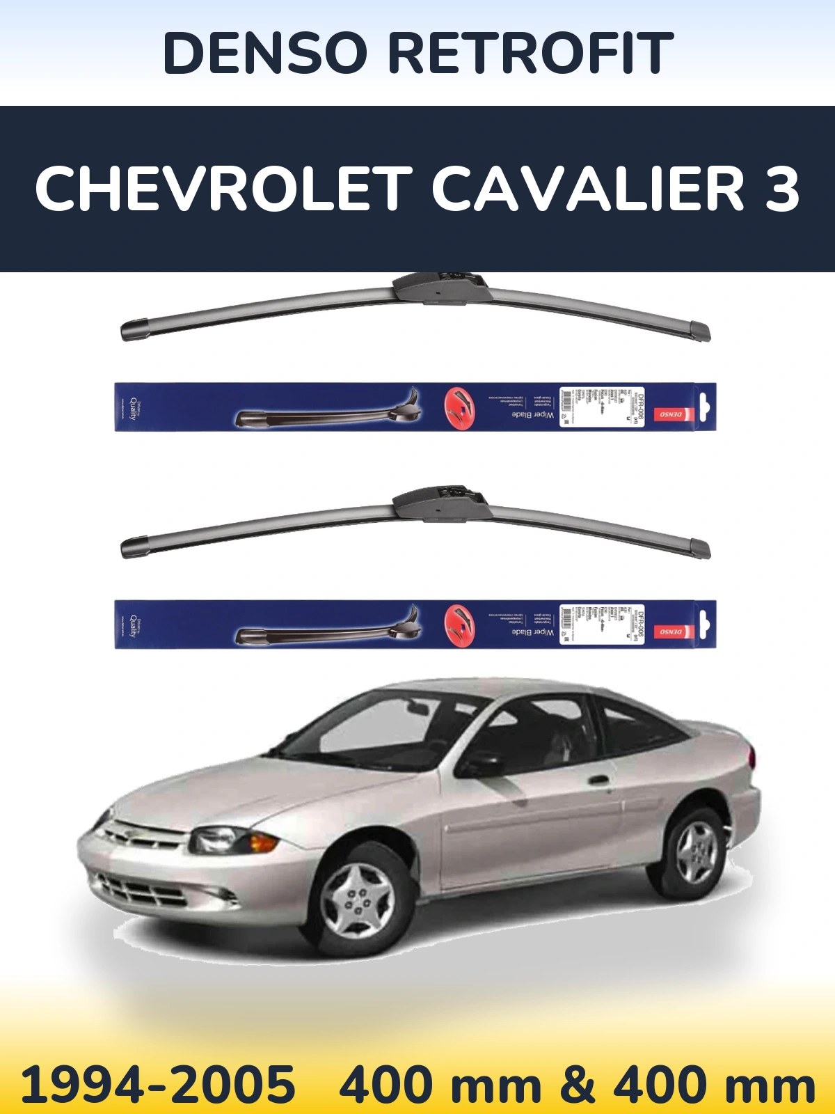 Komplet przednich wycieraczek Denso Retrofit 400 & 400 mm do Chevrolet Cavalier 3 1994-2005