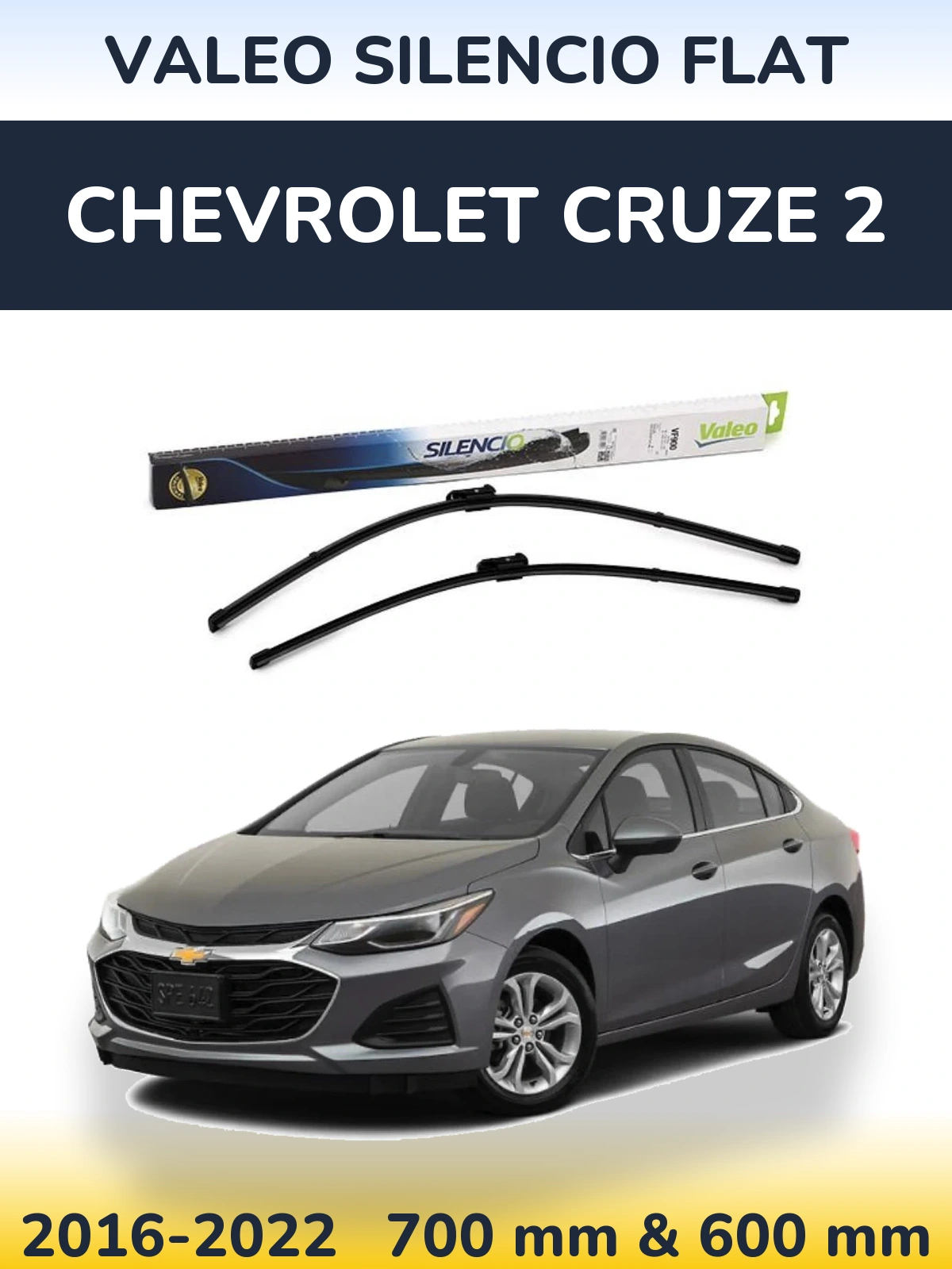 Komplet przednich wycieraczek Valeo Silencio Flat 700 & 600 mm do Chevrolet Cruze 2 2016-2022